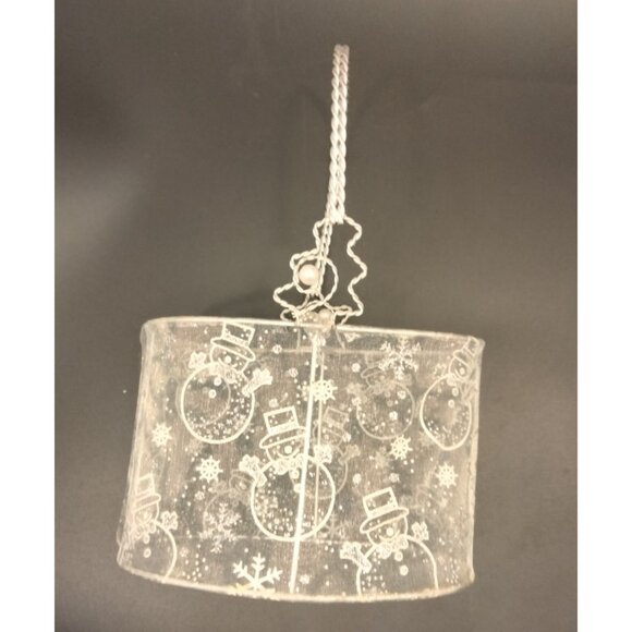 Silver Snowman Beaded Basket Snowflake Metal Wire - Picture 2 of 7